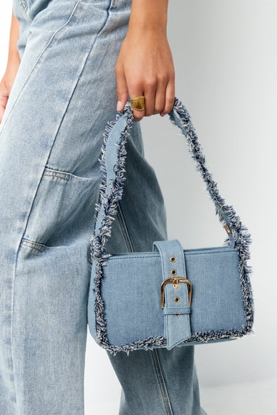 Borsa in denim con frange - blu scuro h5 Immagine2